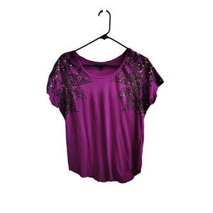 Rock & Republic Purple and Black Sequin top